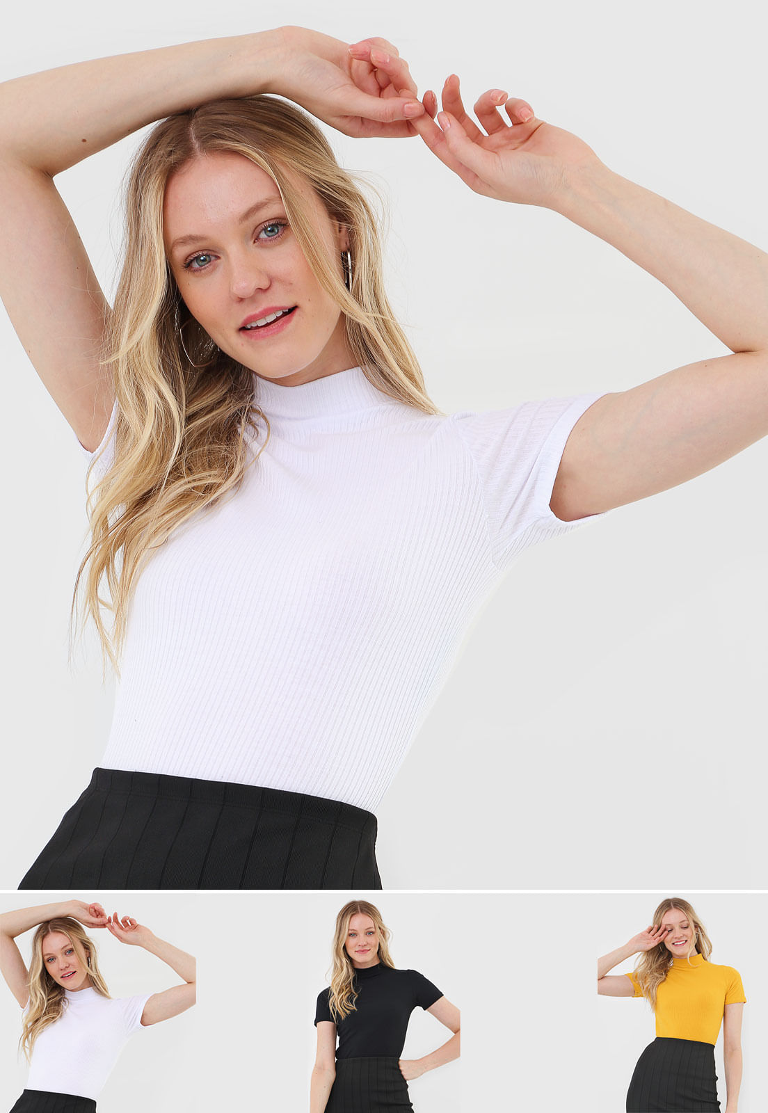 blusa lisa gola alta canelada renner