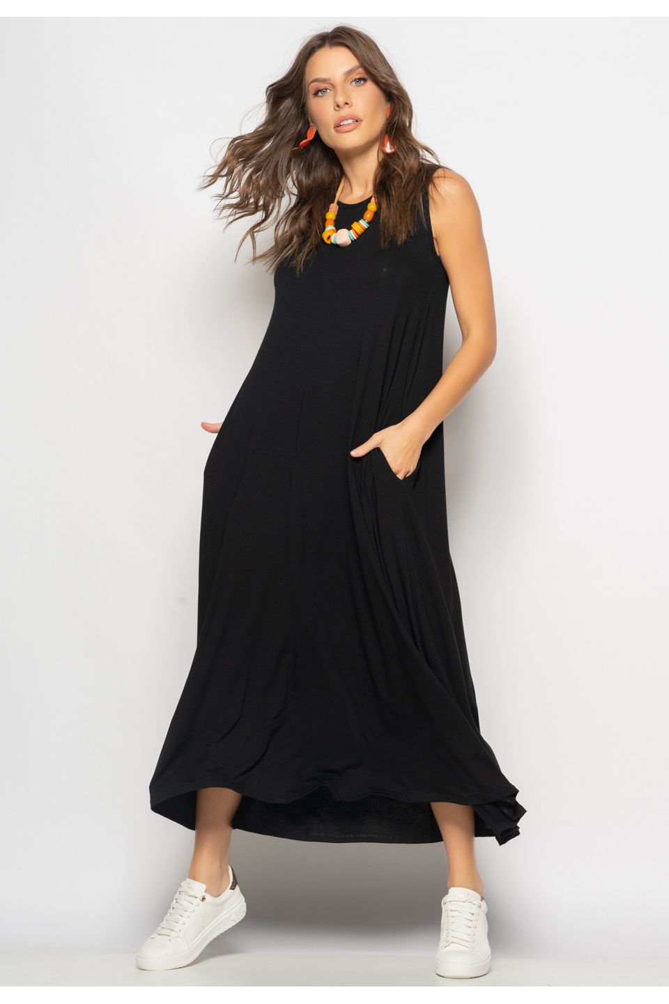 Vestido longo cheap regata preto