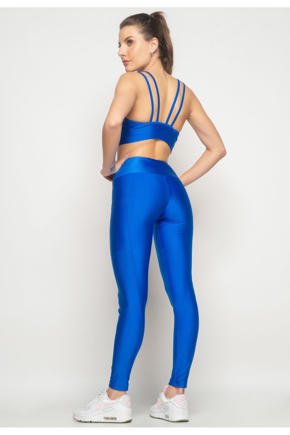 Calça Legging Suplex Poliamida Com Bolso Lateral Salvatore Fashion Azul -  salvatore