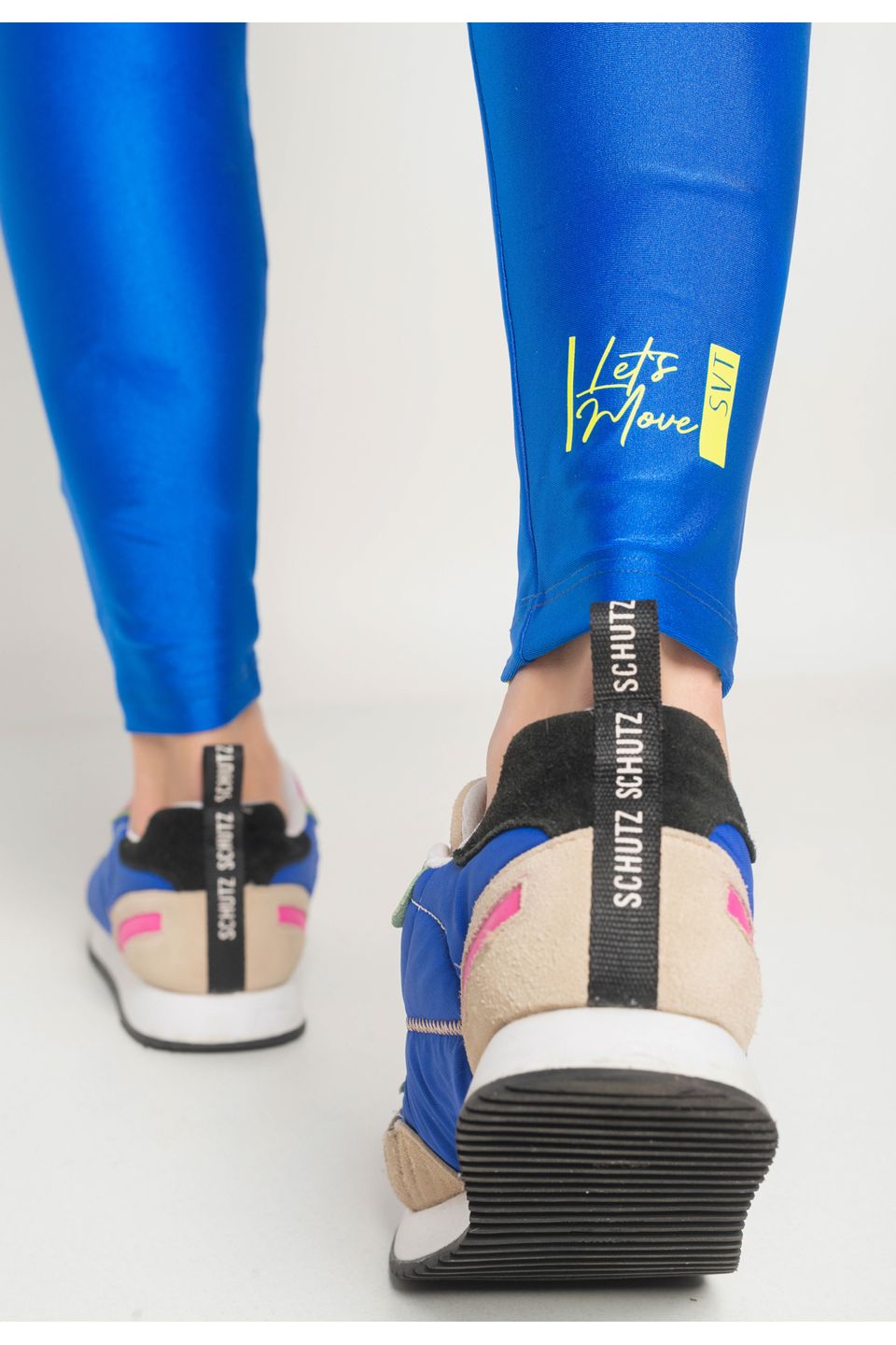 Calça Legging Suplex Poliamida Com Recortes e Viés Salvatore Fashion Azul  Claro+Rosa - salvatore