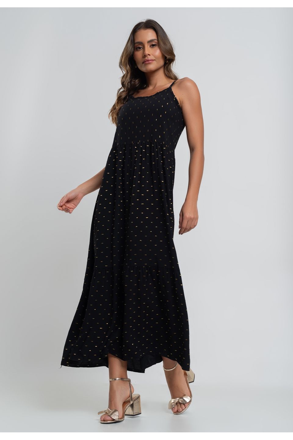 Vestido midi best sale com babado preto