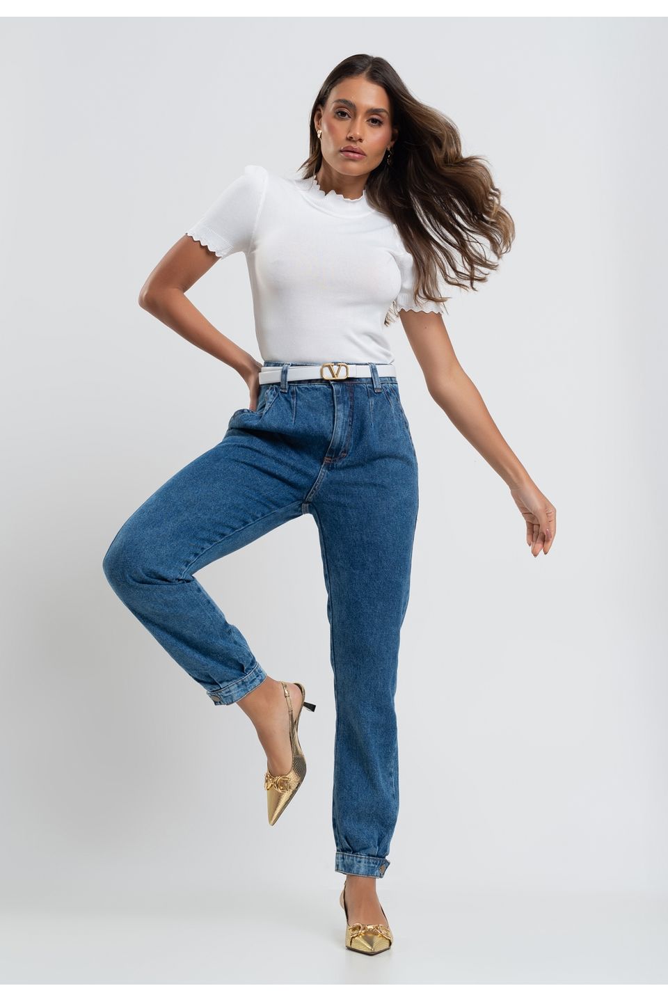 Calça Jeans Cropped Flare Salvatore Fashion Jeans - salvatore