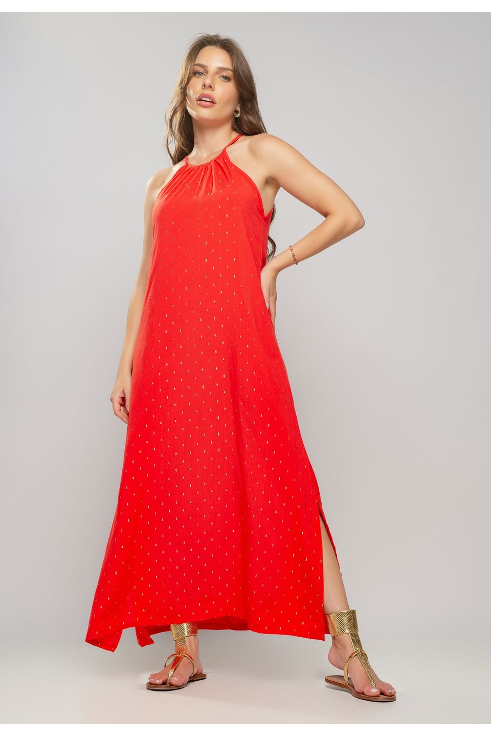 Vestido de best sale viscose vermelho