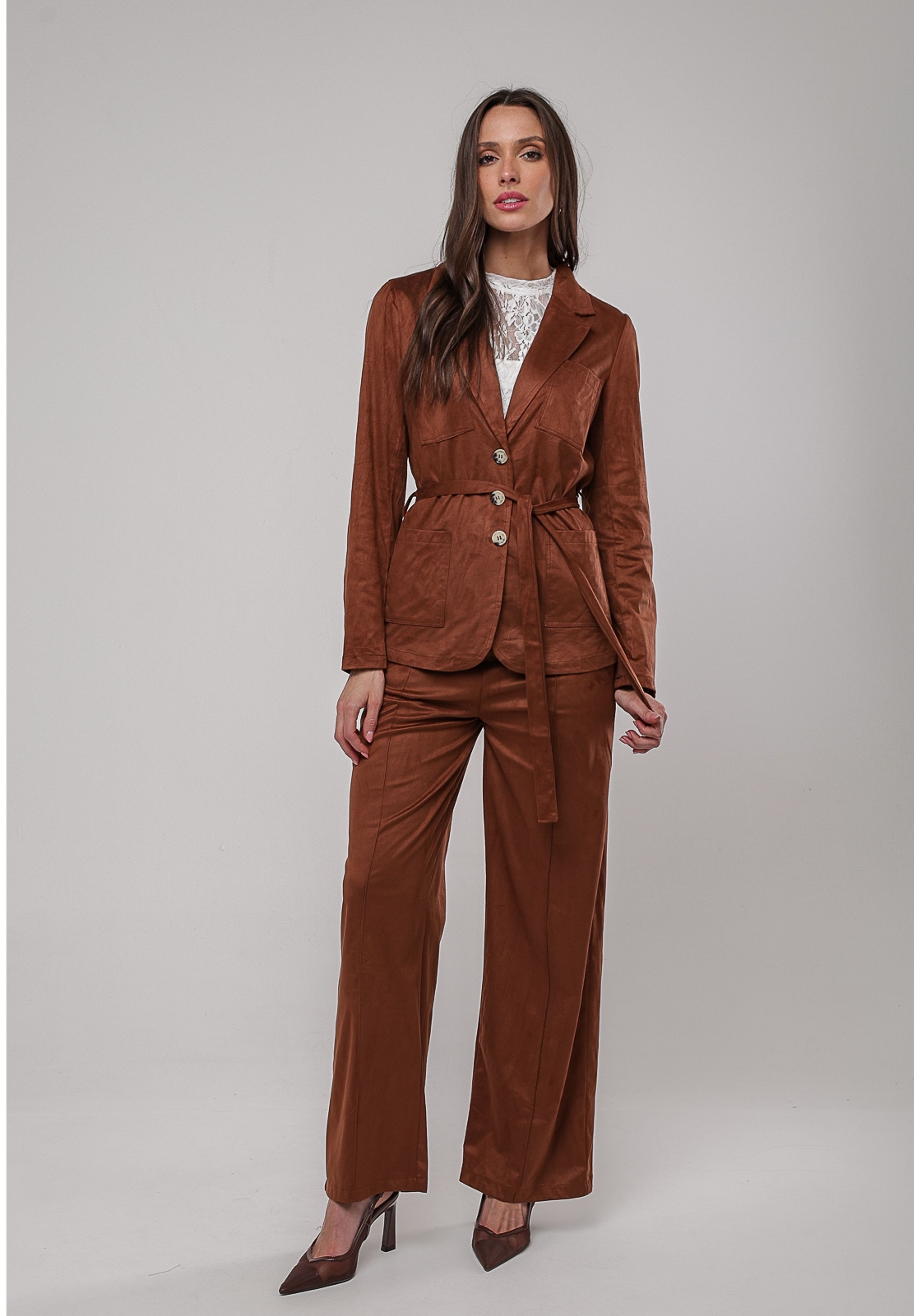 Blazer Suede Com Faixa Salvatore Marrom - salvatore